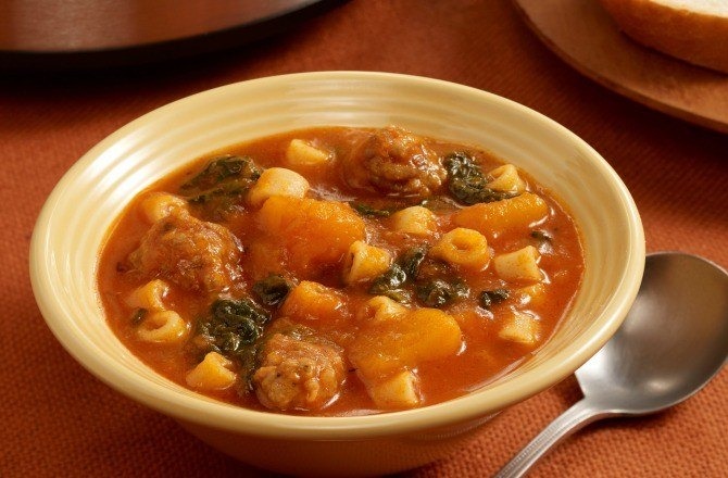 Slow-Cooker Butternut Squash Soup with Sausage