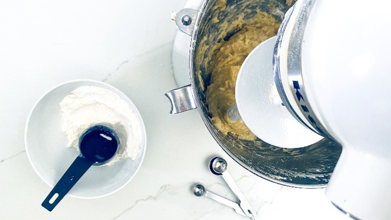 preparing dough in stand mixer