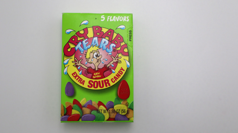 Paper box of Cry Baby Tears Extra Sour Candy