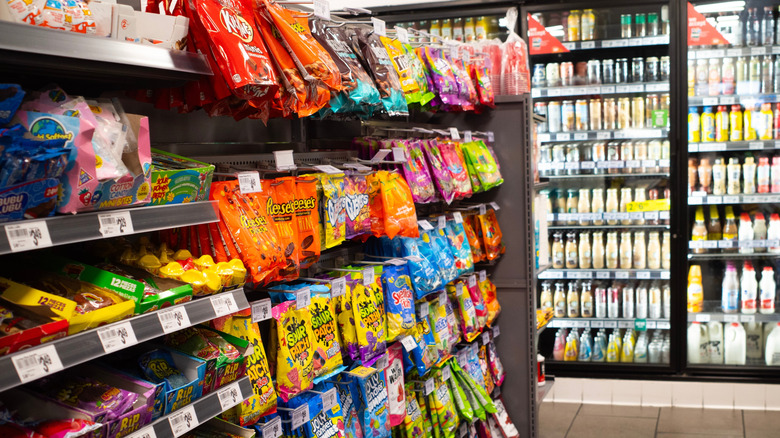 Candy aisle at a convenience store