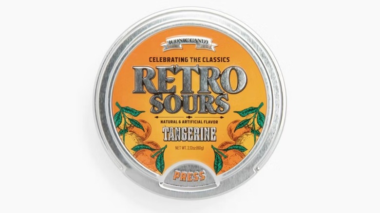 Tin of Retro Sours Tangerine Flavored Candy