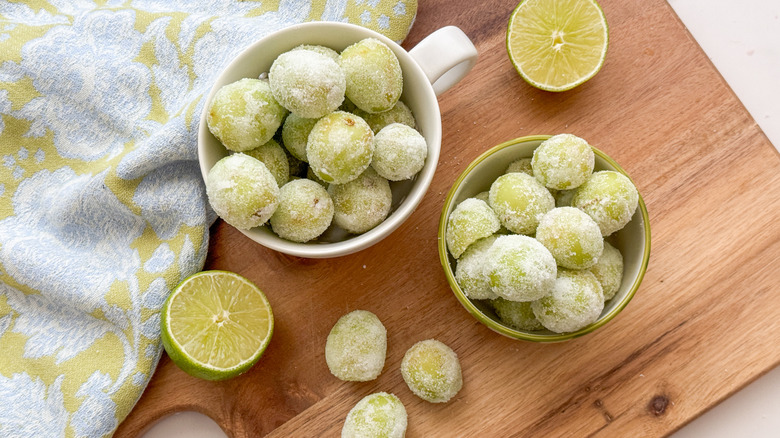 2 bowls of grapes on board