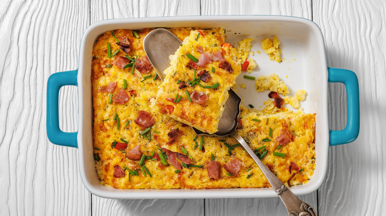 Corn pudding in a casserole dish