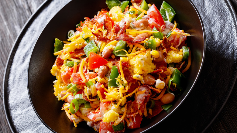 Cornbread salad in a bowl