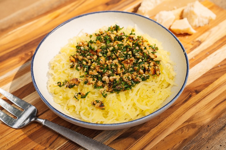 Spaghetti Squash With Spicy Walnut Picada and Parmesan