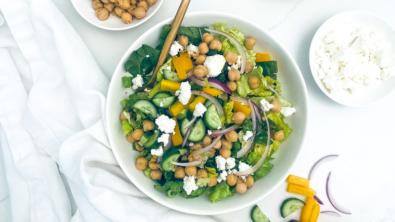 spiced chickpea salad in bowl