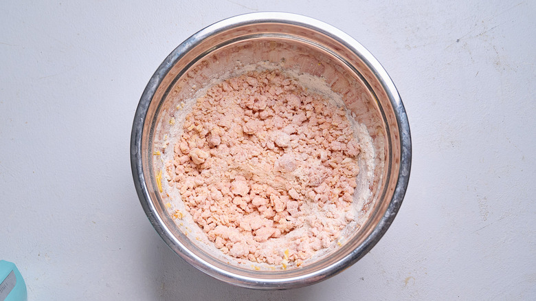 flour and salt combined into cheese mixture