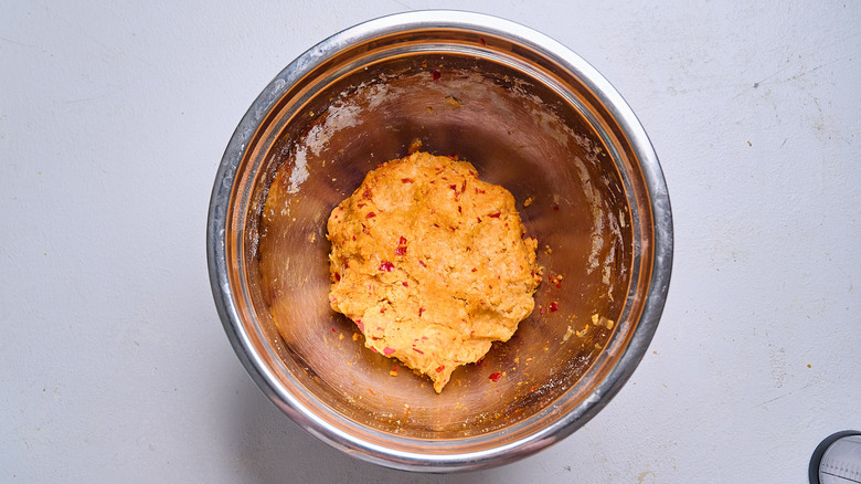 chiles incorporated into a smooth dough ball