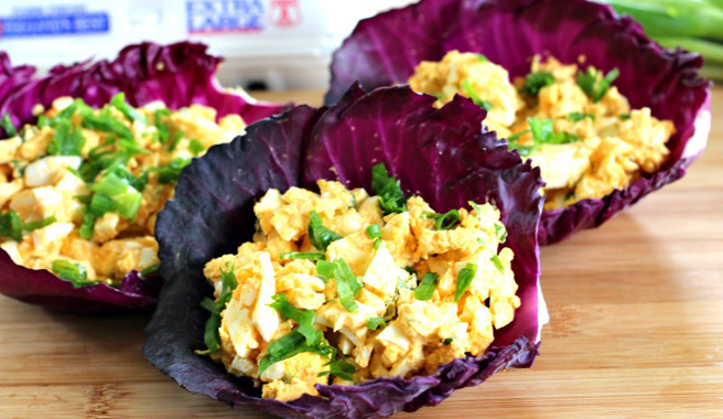 Sriracha Egg Salad Cabbage Wraps 