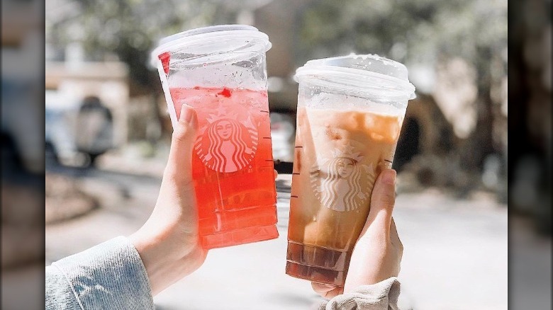 2 Starbucks iced beverages held up