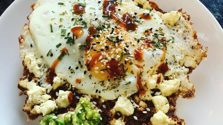 feta fried egg on plate