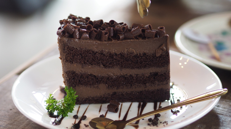 Slice of chocolate cake