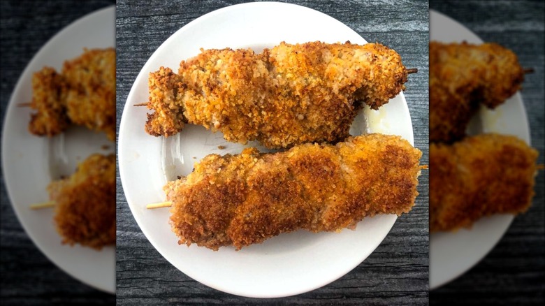 City chicken on white plate