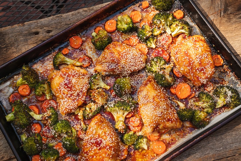 Sticky Sesame-baked Chicken With Broccoli and Rice