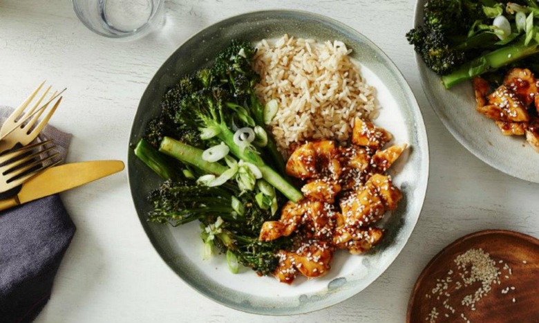 Sticky Sesame Chicken with Broccolini and Brown Rice