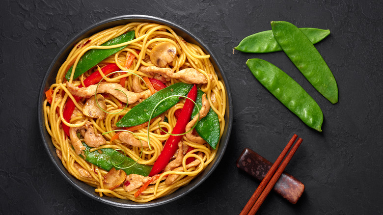 Stir-fried noodles on a plate