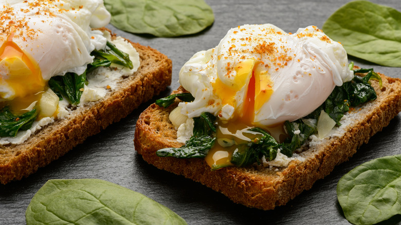 Poached eggs on toast.