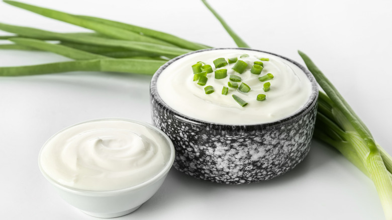 Sour cream in a bowl
