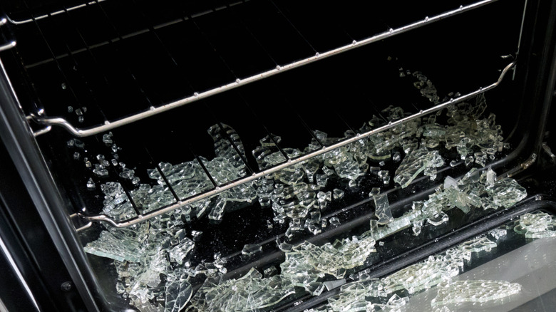 Shattered glassware from thermal shock