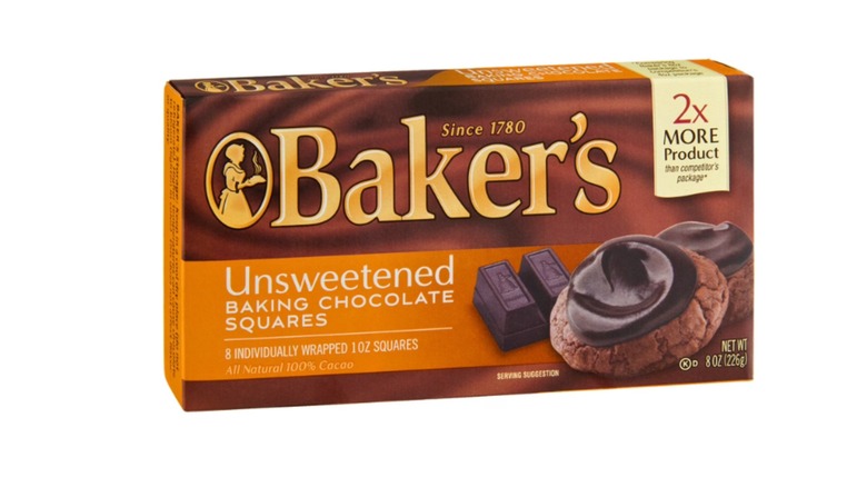 Package of Baker's Unsweetened Baking Chocolate Squares