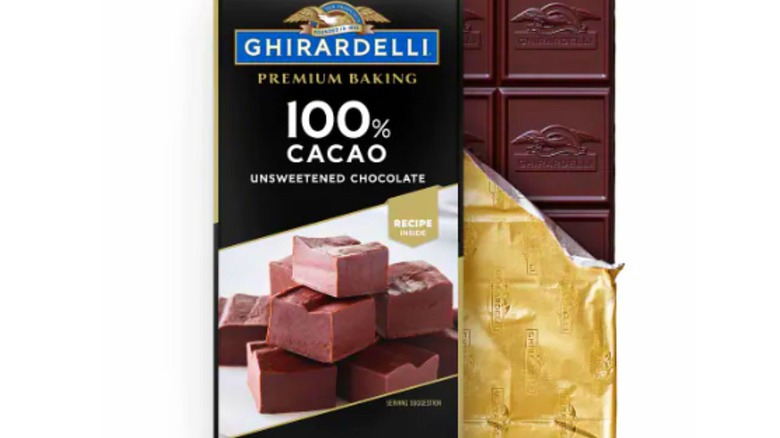 Package of Ghirardelli Premium 100% Cacao Unsweetened Chocolate Baking Bar