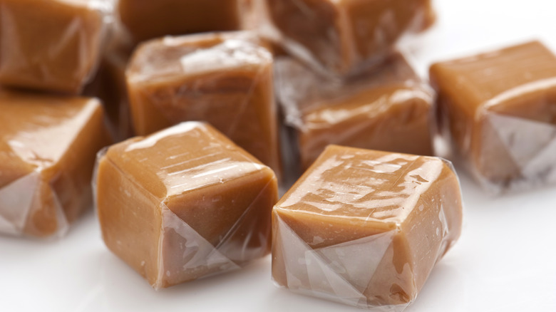 Plastic wrapped caramels
