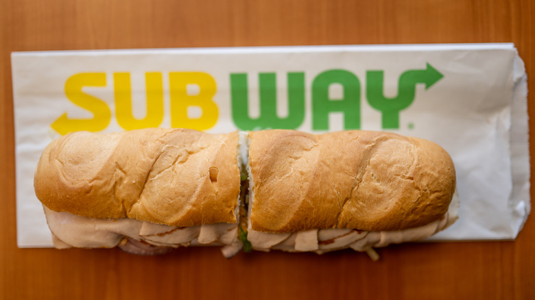 Subway sandwich on a wrapper