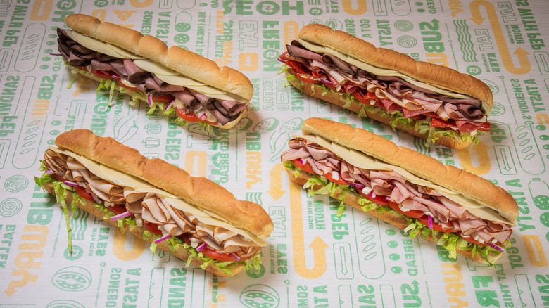 Assortment of Subway sandwiches