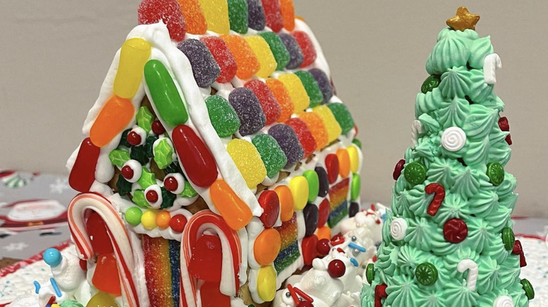 Gingerbread house and sugar cone tree