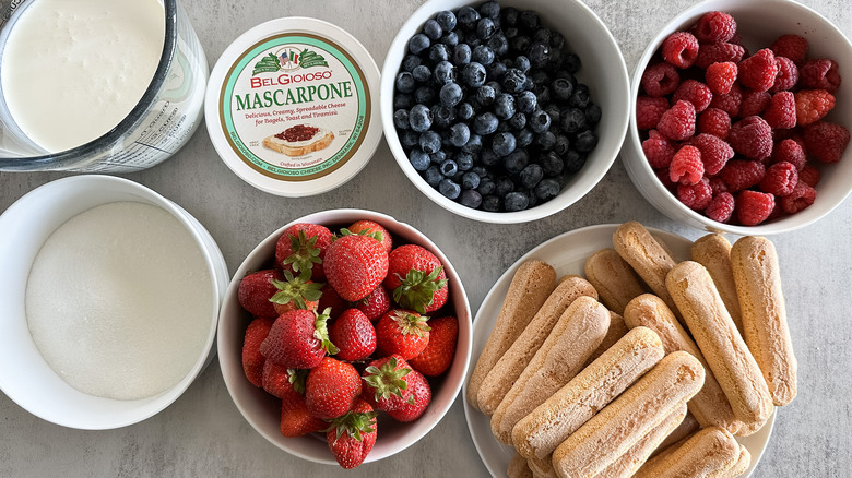 ingredients for summer berry tiramisu