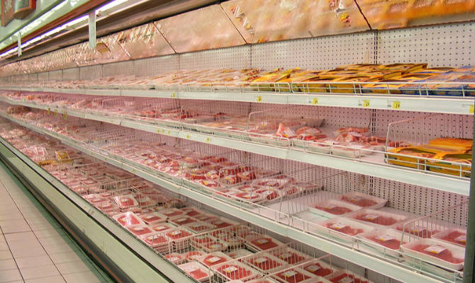 Meat packages in a supermarket