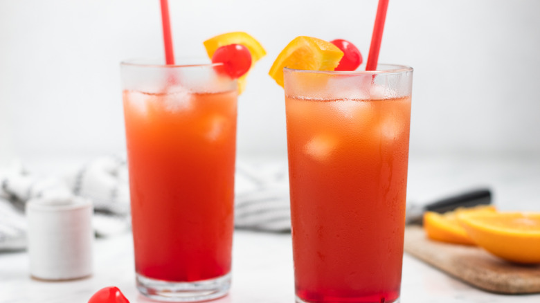 two bahama mama cocktails 