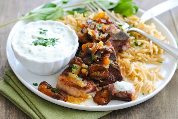 Lamb Chops & Orzo with Apricot Chutney
