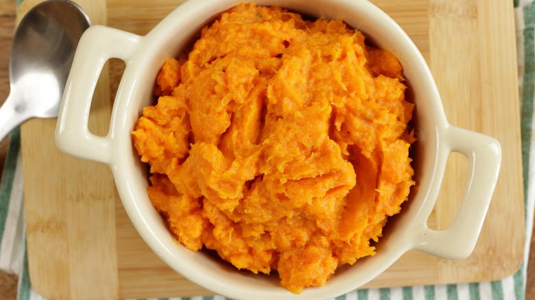 bowl of mashed sweet potato