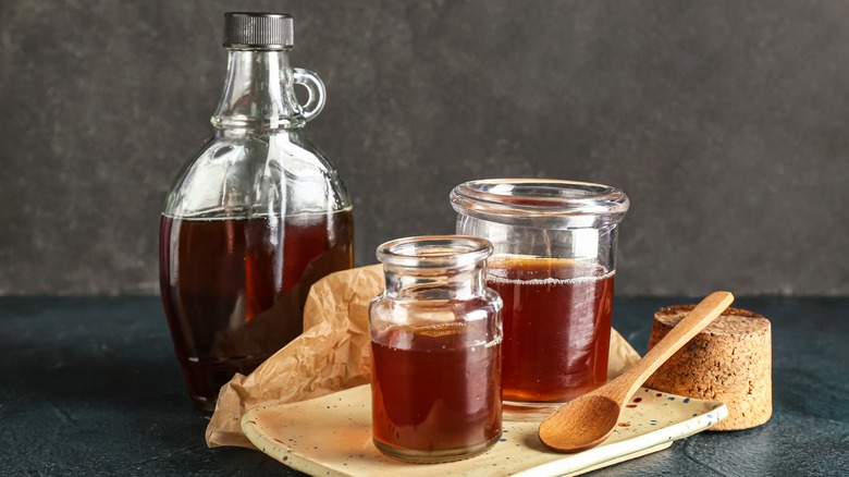 Syrup decanted in jars