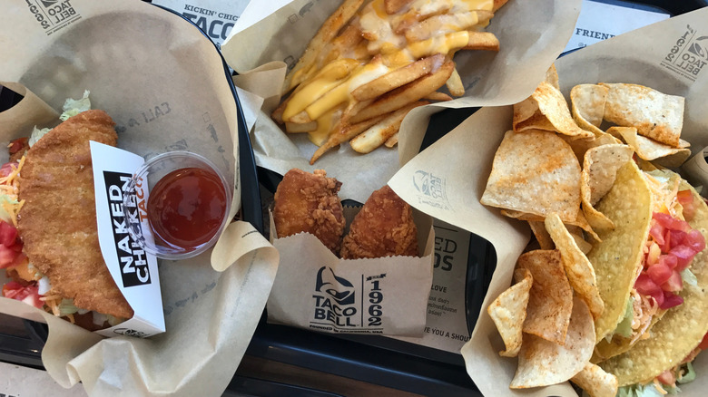 A spread of Taco Bell food