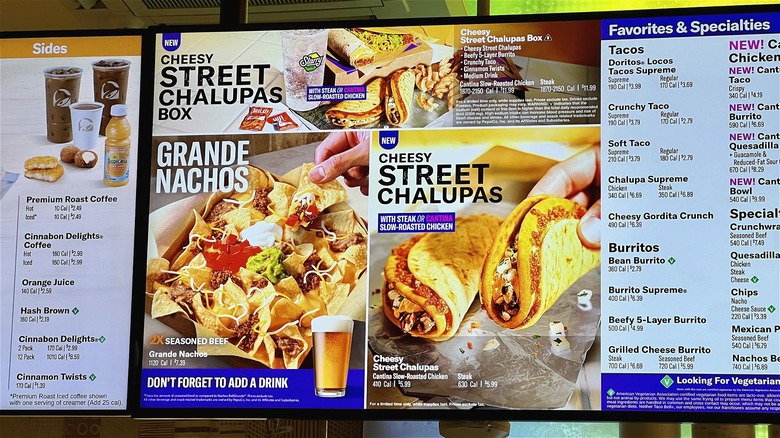 Taco Bell store menu