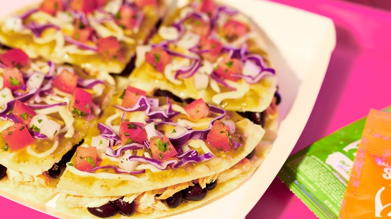 Taco Bell's Cantina Chicken Mexican Pizza on a plate