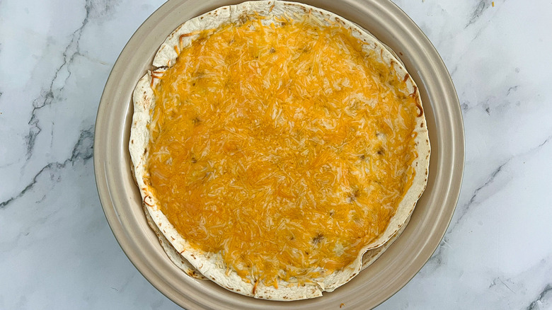 taco pie casserole in dish 