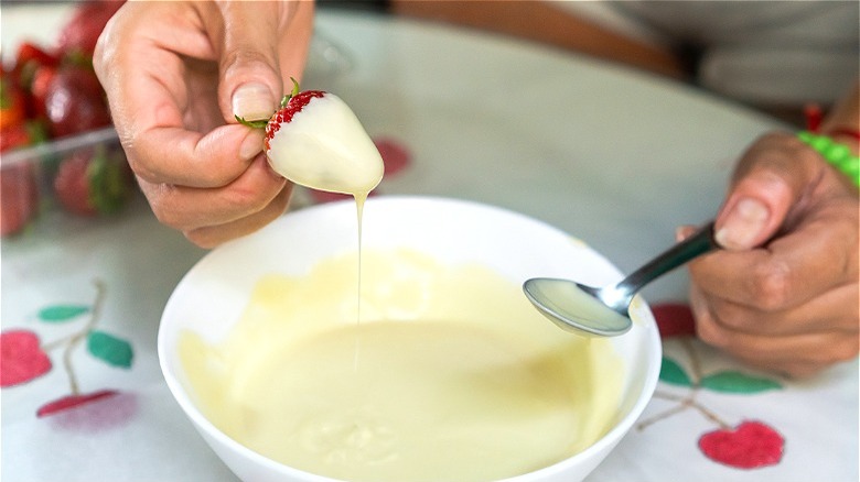 White chocolate dipped strawberry