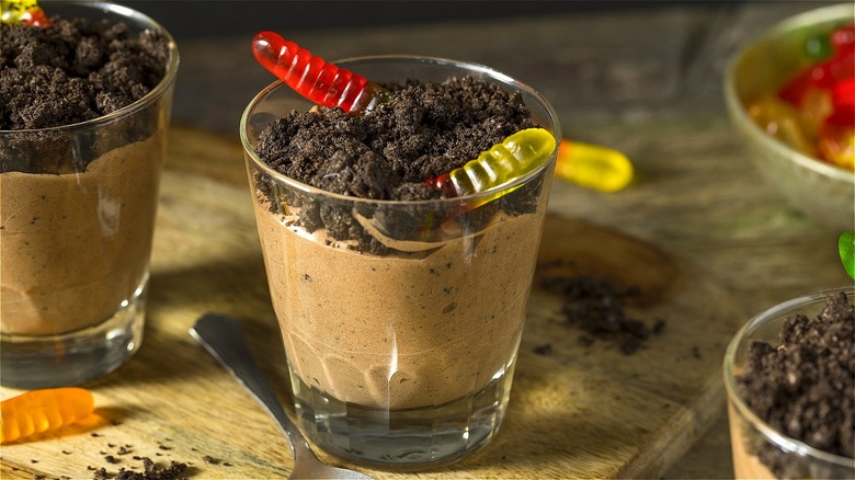Dirt pudding in glass cup 
