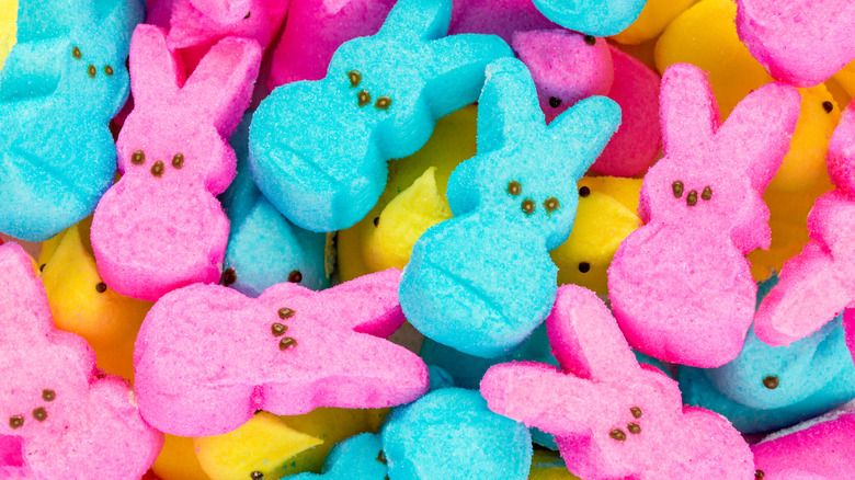 cluster of colored peeps