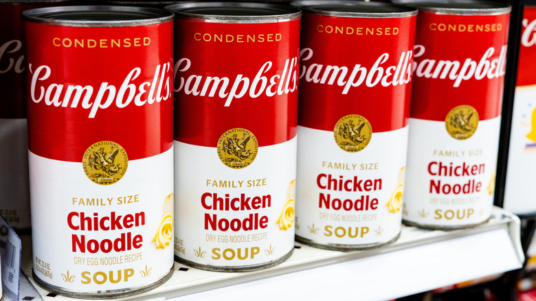 Cans of Campbell's condensed Chicken Noodle Soup