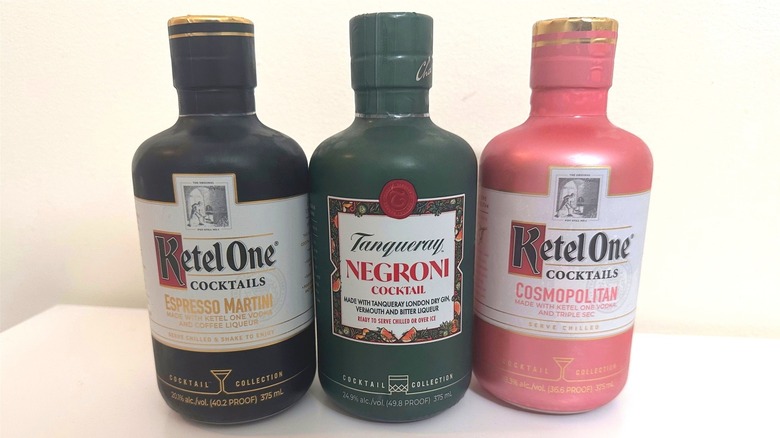 three ready-to-drink cocktails bottles