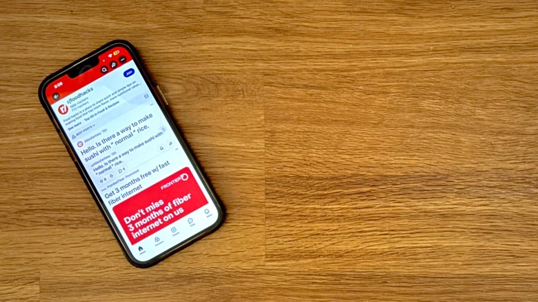 Iphone opened to Reddit Food Hacks feed