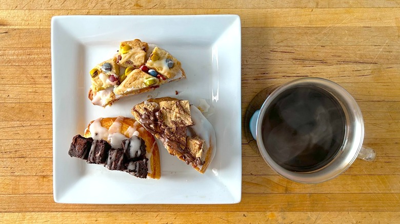 Assorted CinnaTops and coffee