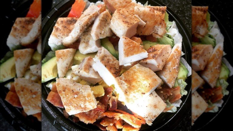 A topdown view of a Jaggers Cobb salad