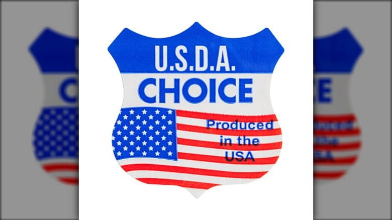 Logo with the words USDA Choice on it against a white background