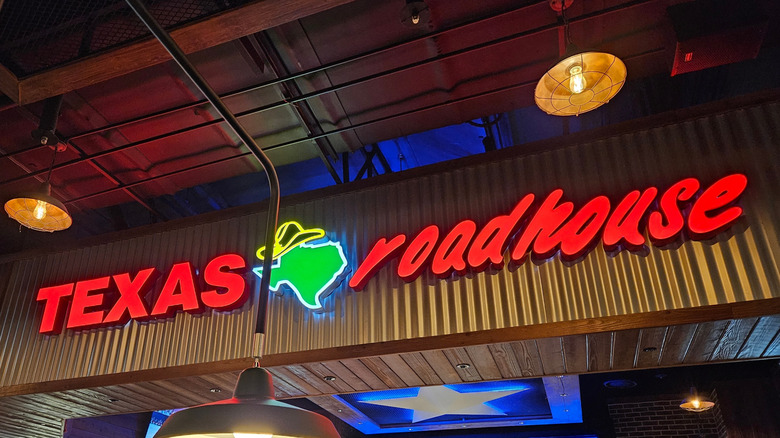 Interior neon sign at a Texas Roadhouse