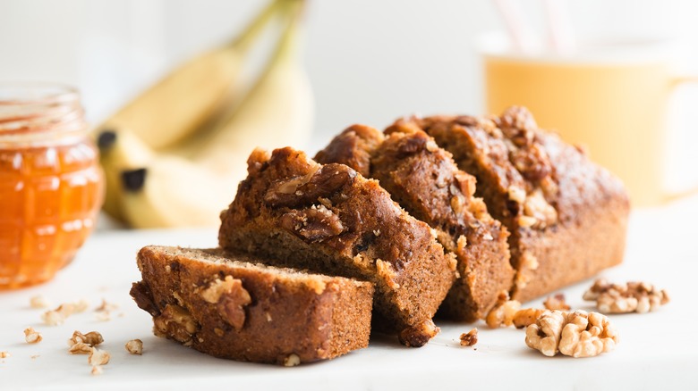 Sliced banana bread